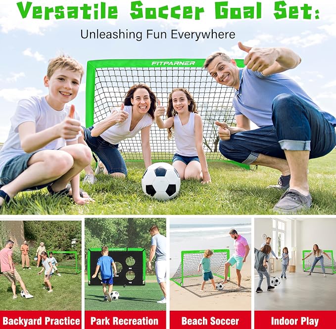 Soccer Goal,Backyard Soccer Goals for Kids 2 Pack,4x3/6x4 FT Portable Toddler Soccer Nets with Target,Ball & Cones,Soccer Training Equipment for Kids Youth Outdoor Games,Sports,Play