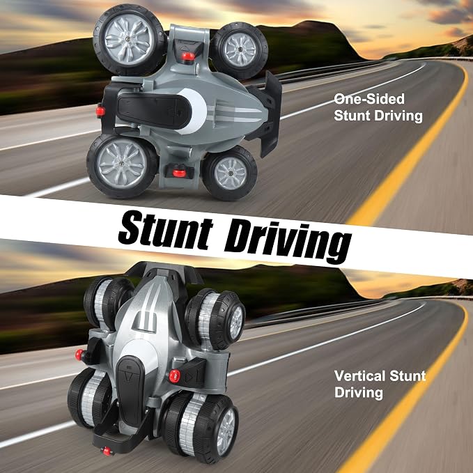 RC Drift Car for Kids, 360° Vertical Rotation, 4WD Drift Remote Control Stunt Car with LED Lights, Gift for Boys Girls Ages 6-12