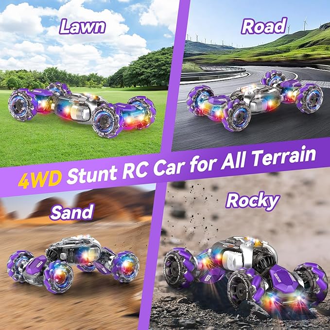 Nicella Gesture Sensing RC Stunt Car, Remote Control Cars Transformer Toys for Age 5-7 6-12 8 9 10 11 Yr Boys Girls Birthday Halloween, 2.4Ghz Hand Control 360° Rotating Toys Car