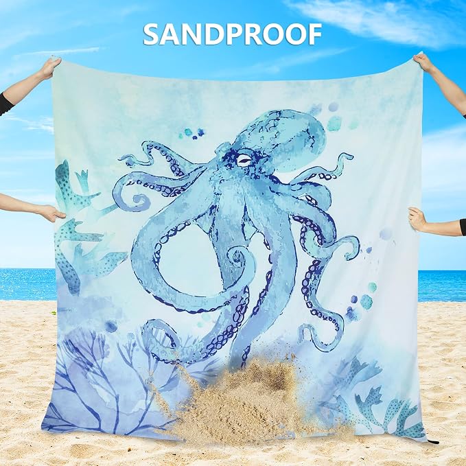 AISPARKY Beach Blanket Waterproof Sandproof Extra Large, Oversized Beach Mat, Quick Drying&Compact&Lightweight, Picnic Blankets Vacation Essentials for Outdoor Beach Camping (79" X 83" (4 Person))