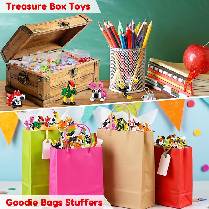 30PCS Mini Animal Building Blocks Party Favors for Kids 4-8 8-12 Goodie Treat Bag Stuffers Classroom Treasure Box Toys Carnival Prizes Bulk Pinata Fillers Birthday Trinket Back to School Student Gifts