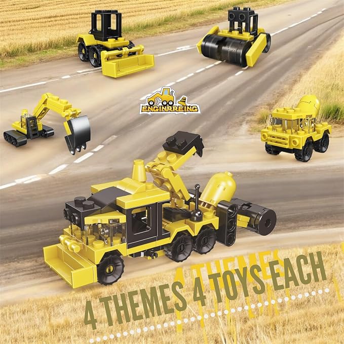 QStar Mini 16 Car Building Blocks Compatible with Lego Party Favors for Kids, Prizes for Kids Classroom, Goodie Bag Fillers