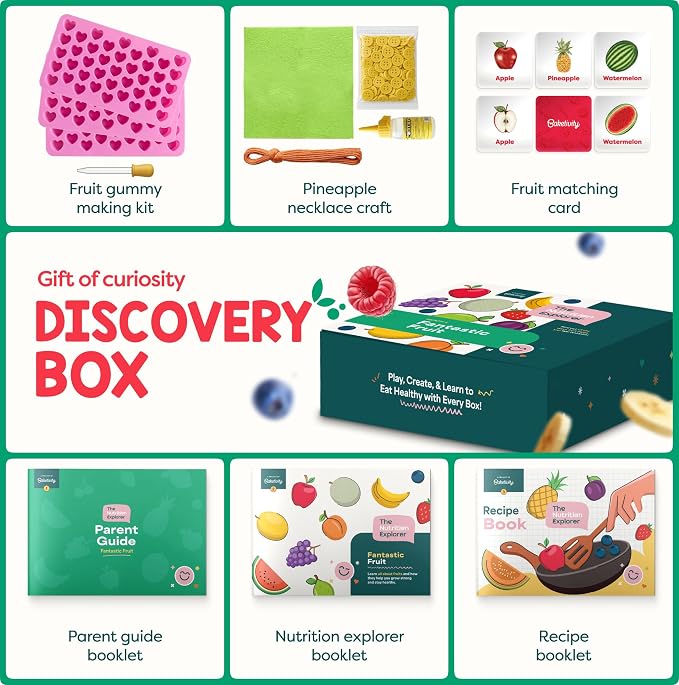 Baketivity Fantastic Fruit Box – Birthday Gift for Kids – Nutrition STEM Activity Kit with Recipes & Crafts – DIY Fruit Gummies Kit & Educational Food Science Set