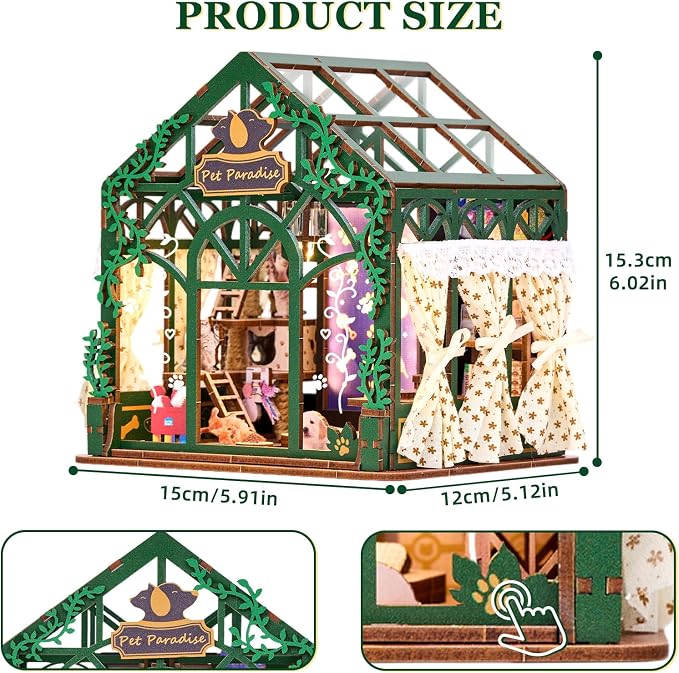 TOYQI Mini House Kit, DIY Miniature Dollhouse Book Nook Kits for Adult | 3D Wooden Puzzle Booknook with LED Light, Diorama Building Home Decor Gifts for Family Lovers