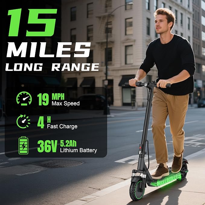 VOLPAM Electric Scooter, 350W/500W/800W/1000W/250W Powerful Motor & 19/22/ 9 MPH Top Speed, 16-28-10 Miles Long Range, Folding E Scooter Choice