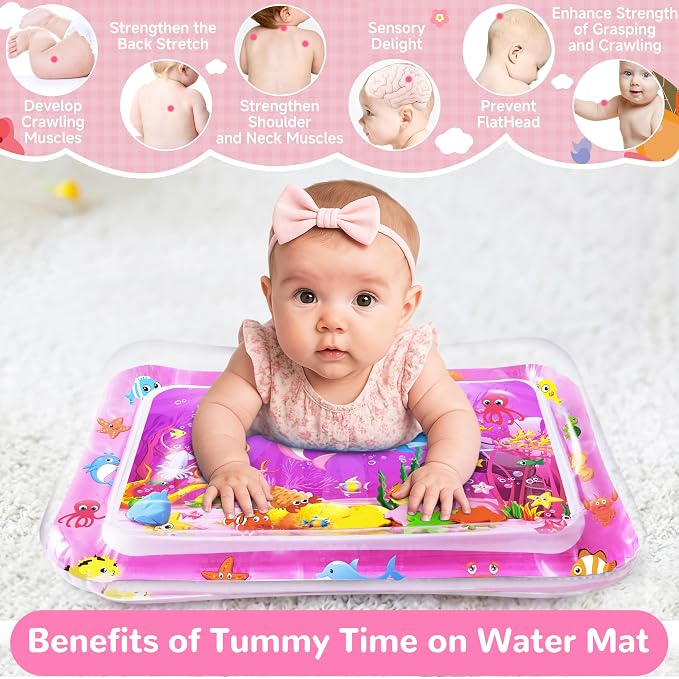 Yeeeasy Tummy Time Water Mat for Girl, Baby Girl Toys for 0, 3, 6, 9, 12 Months, Baby Girl Gifts, Develop Sensory Toys Kids' Indoor Climbers & Play Structures