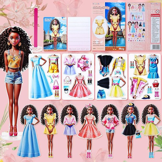 PainZieteg Magnetic Dress Up Dolls, Magnetic Princess Dress Up Paper Dolls, Magnetic Dress Up Dolls for Girls Ages 4-10 Learning Created Imagine Set Birthday Gift (May)