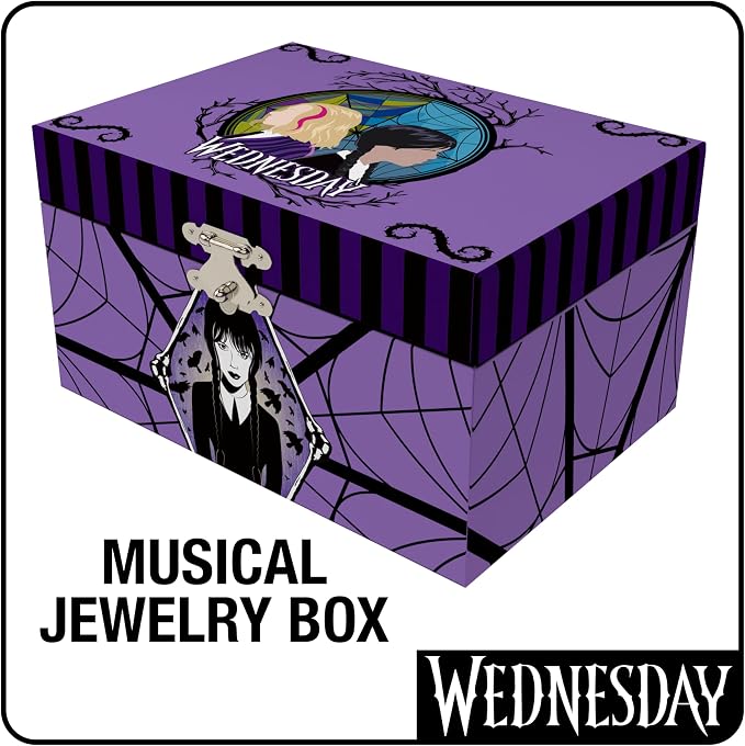 Wednesday Jewelry Box for Girls Musical Jewelry Box with Spinning Figurine, Wednesday Addams Toys for Kids Ages 3-5