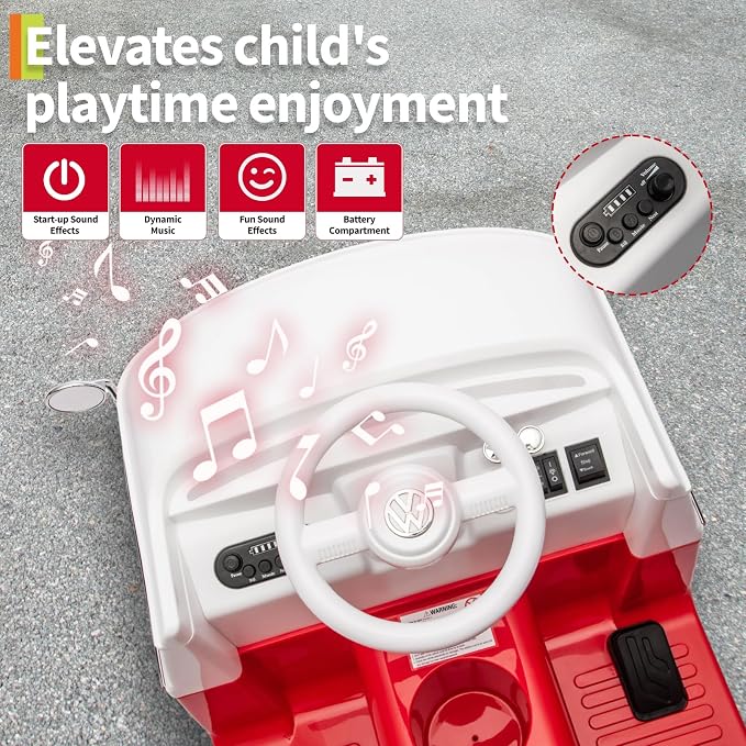 6V Licensed Volkswagen Electric Ride-on Car for Toddlers with 4.5AH Long-Lasting Power Battery, Ride on Bus with Led Light, Horn and Music, Battery Powered Ride on Toy for Kids - Gift for Sweets