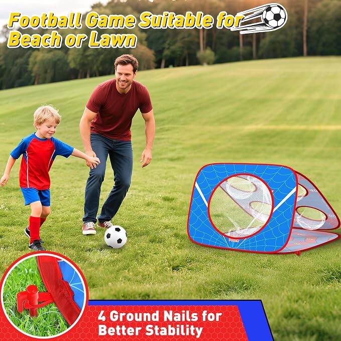 4-in-1 Spider Bean Bag Toss Game for Kids, Kids Cornhole Game Set Indoor Outdoor Toys for Boys Girls Ages 3-8, Football Toss Sticky Ball Dart Game, Backyard Lawn Beach Birthday Party Gift