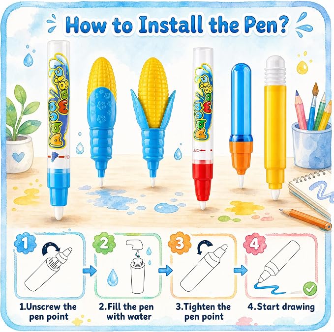 Water Doodle Mat: Toddlers Coloring Drawing Mat Kids Educational Learing Toys for Age 3 4 5 6 7 8 Year Old Boys Girls Gifts - Indoor Outdoor Play Mat Games Activity Holiday Christmas Birthday Gifts
