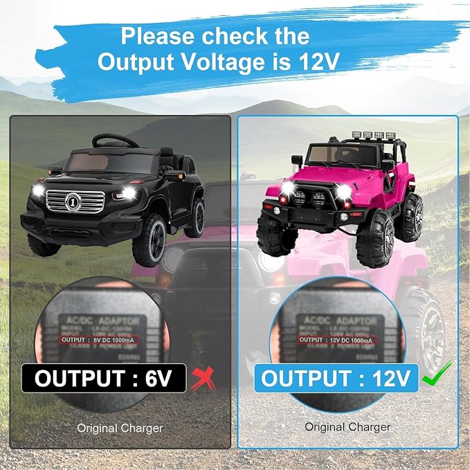 12V Battery Charger for Kids Ride On Toys, Compatible with Best Choice Products SUV Kid Trax Ferrari, Mercedes, Universal Power Adapter for Electric Ride-On Cars