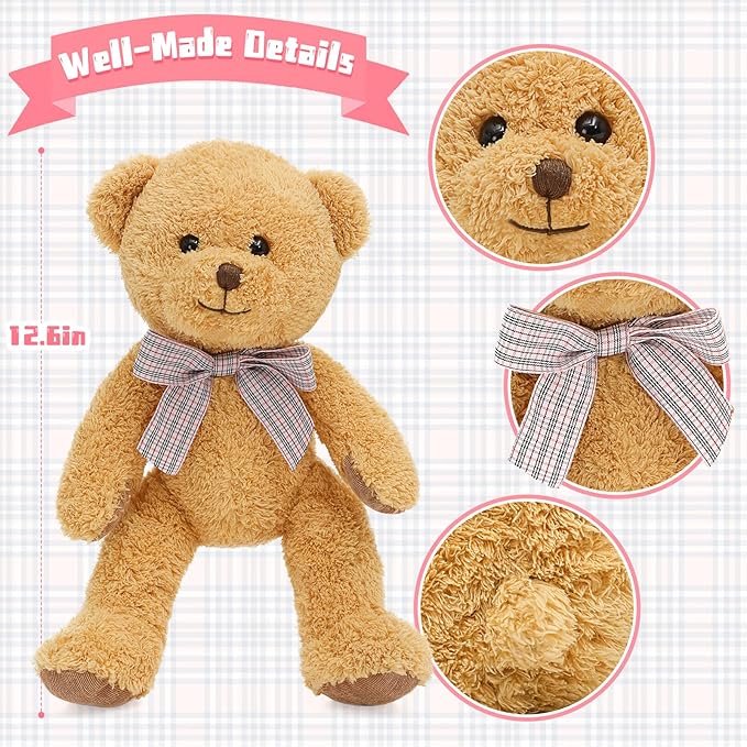 MaoGoLan 13 inch Stuffed Animals Bulk Plush Set Toys Bundle Party Favors for Kids Teens Girls - Soft Teddy Bear, Floppy Bunnies, Monkey, Panda - Baby Shower Decor Gift Mothers Day, 5Pcs
