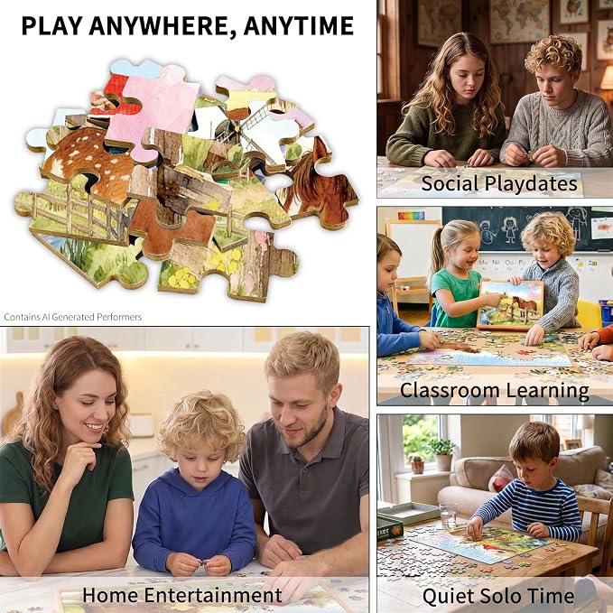 100 Pieces Puzzles for Kids Ages 4-8, Sika Deer Educational Kids 100 Piece Puzzle, Children Jigsaw Puzzles Kids Puzzles, Educational Learning Puzzle Toys for Girls and Boys