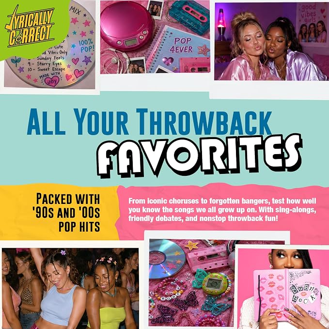 Lyrically Correct 90s & 2000s Pop Music Trivia Card Game for Adults & Families – Finish The Lyrics Party Game for Game Night, Girls Night, Bachelorette Parties & Pop Culture Fans