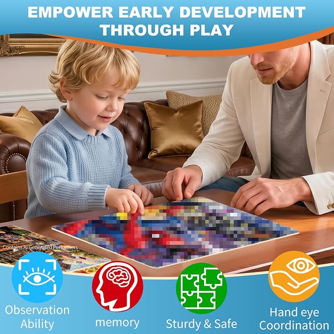 60 Pieces Puzzles for Kids Ages 3-8, Jigsaw Puzzles in Metal Box, Children Jigsaw Puzzles Kids Puzzles, Educational Learning Puzzle Toys for Girls and Boys