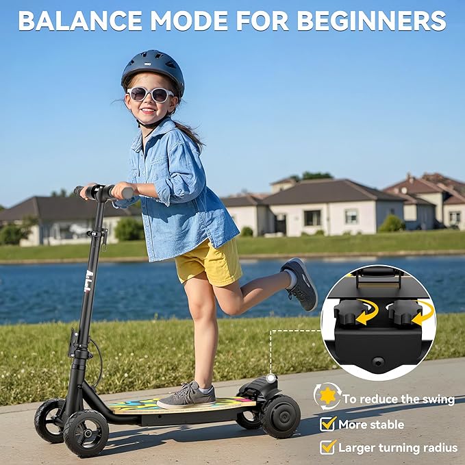 4-Wheel Electric Scooter for Kids w/ 250W Motor, Max 10 MPH & 8.5 Miles, Foldable E-Scooter for Kids with Rainbow Lights, LED Display, 5 Speeds & Adjustable Balance, UL-2272 Certified