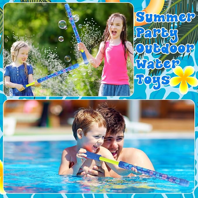 Halloscume 12 Pack Hawaii Water Blaster 15.75 in Pink Blue Cartoon Hawaiian Water Shooter Blasters Gun Luau Aloha Party Favors for Kids Summer Outdoor Swimming Pool Backyard Beach Summer Games