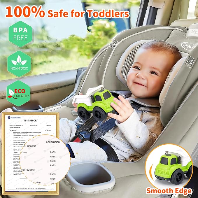 Toddler Toys Cars for 18 Months+ Boy, Garbage Truck Toys and Dump Truck Toys for 2 Year Old Boy, BPA Free, Phthalates Free, PVC, Christmas Birthday Gifts for 2 3 4 Year Old Boys