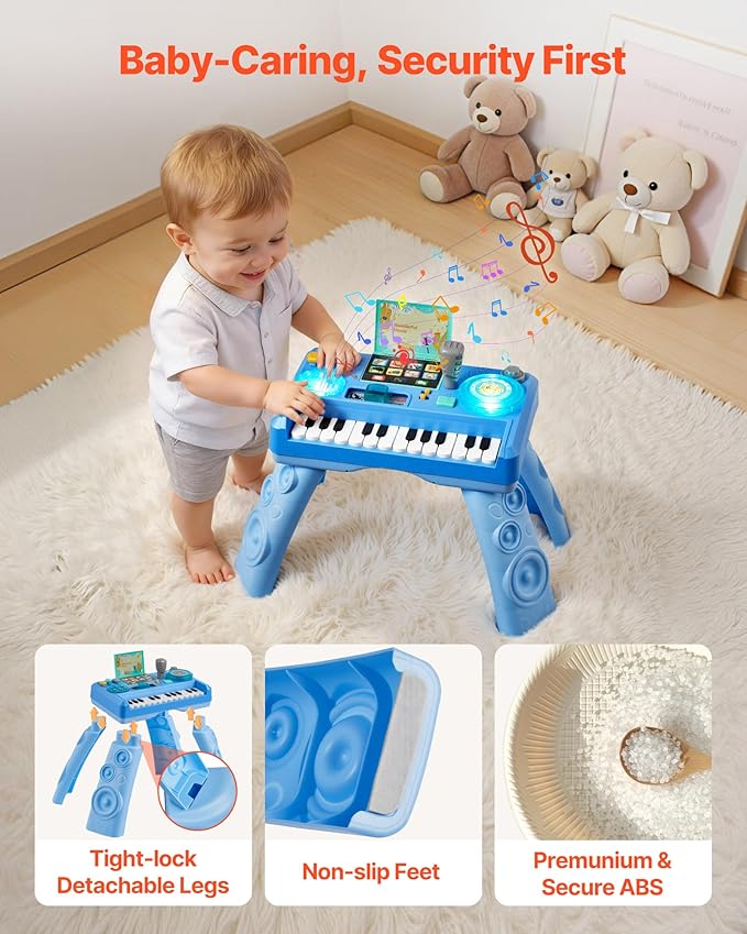 VEVOR Baby DJ Playset for Toddlers 6-18 Months, Educational Musical Table Toys with 133 Sound Sources, Recording and LED DJ Turntable, Baby Activity Table for Birthday, for Kids Aged 6-18 Months