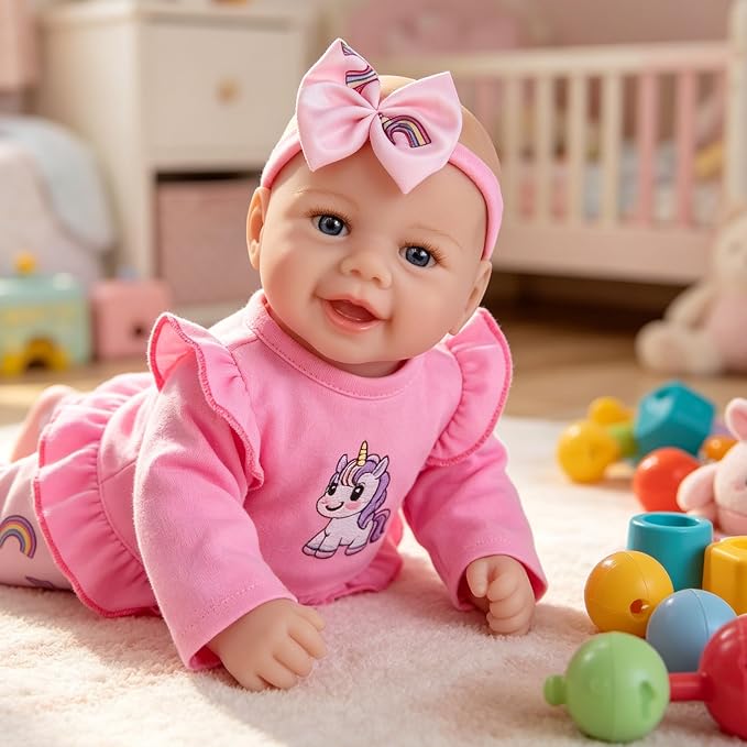 Milidool Baby Doll Girl - 17-Inch Soft Body Realistic Baby Doll with Blue Eye, Real Life Baby Dolls for 3+ 4 5 6 7 8 9 Years Girl Birthday Gifts, Pretend Play and Christmas