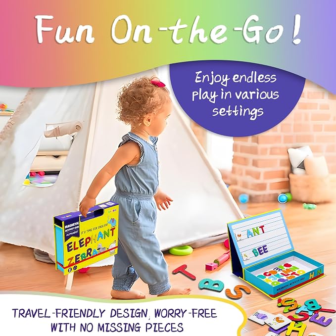 Magnetic Puzzles for Kids Ages 4-8 - 76 PC Educational Alphabet & Animal Magnetic Book, Dress-Up Toddler Learning Activities, Travel-Friendly STEM Toy, Fun Jigsaw Fridge Magnets for Toddlers 1-3 3-12