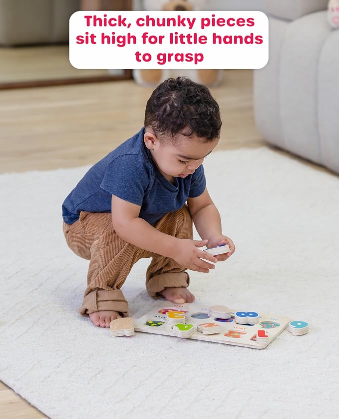 Jasey's Toy Chest Wooden Number Puzzle | 1-10 Numbers Learning Puzzle with Easy-Grip Pieces | Preschool Educational Toy for Toddlers Ages 18+ Months
