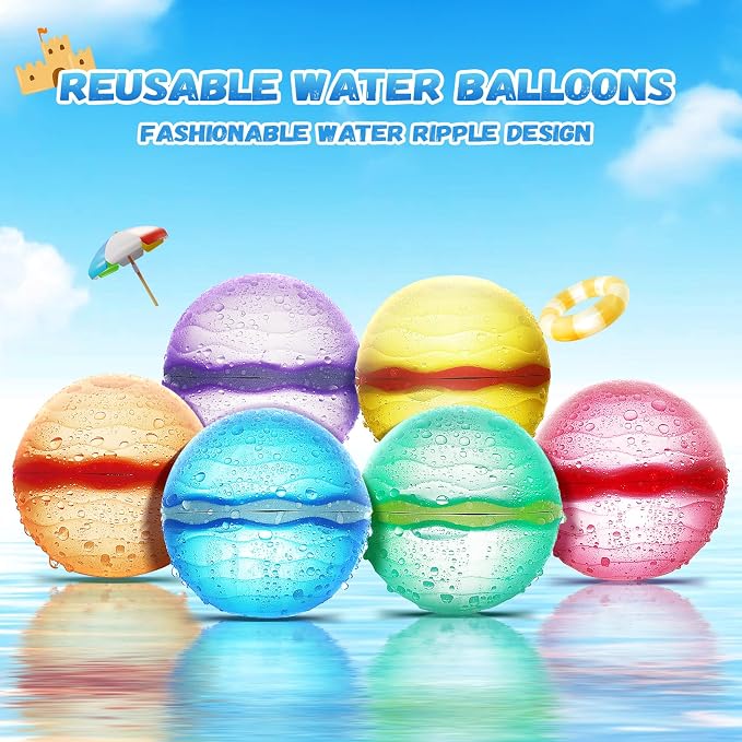 Reusable Water Balloons, Self-Sealing Refillable Magnetic Water Balls, Pool Beach Water Toys for Boys and Girls, Outdoor Summer Toys for Kids Ages 3+ (8 PCS)