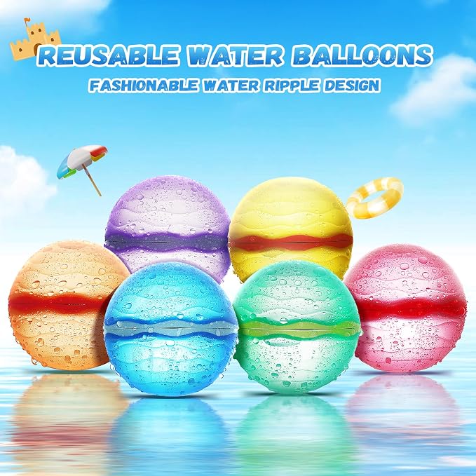 Reusable Water Balloons, Self-Sealing Refillable Magnetic Water Balls, Pool Beach Water Toys for Boys and Girls, Outdoor Summer Toys for Kids Ages 3+ (16 PCS)