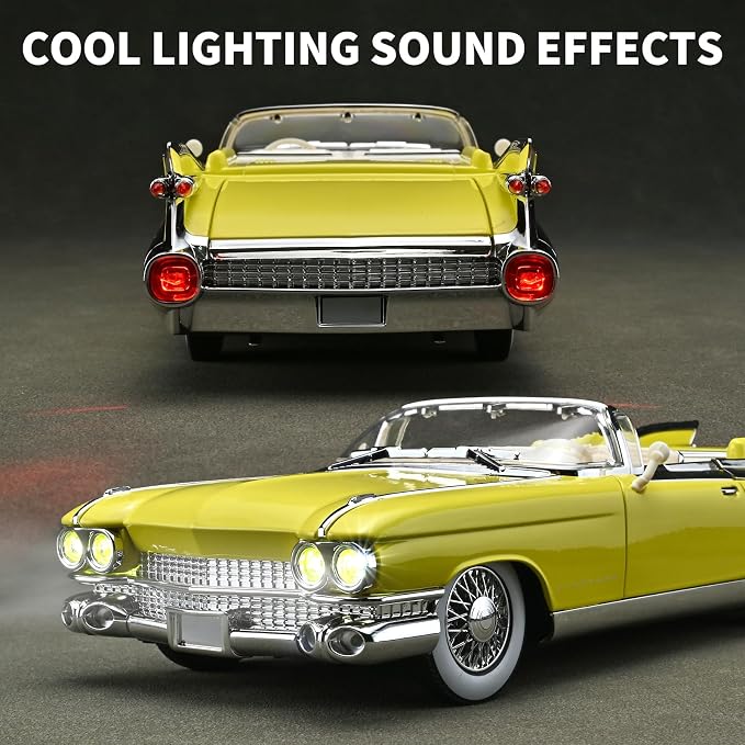 RZAPE Toy Car Models 1/24 Diecast Cars Eldorado Metal Model Car Carros De Coleccion,Model Cars Kits for Adults and Boys,Pull Back Car with Lights and Sounds,Toy Cars for Boys Age 4-7（Yellow）