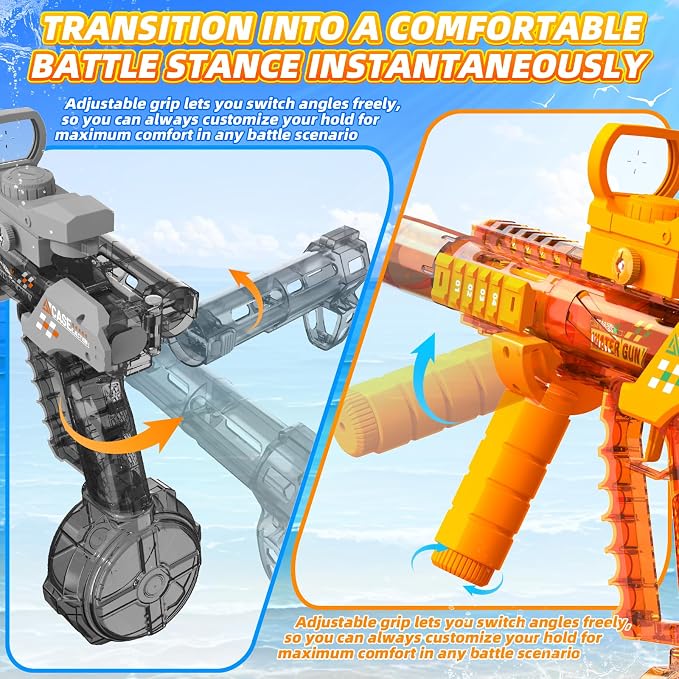 2 Pack Electric Water Guns Toy for Kids Adults, Automatic Water Gun Toys for Kids Ages 4-8 8-12, Adjustable Grip & Folding Stock, 26-32FT Long Range, Summer Pool Outdoor Beach Water Toy for Boys Girls