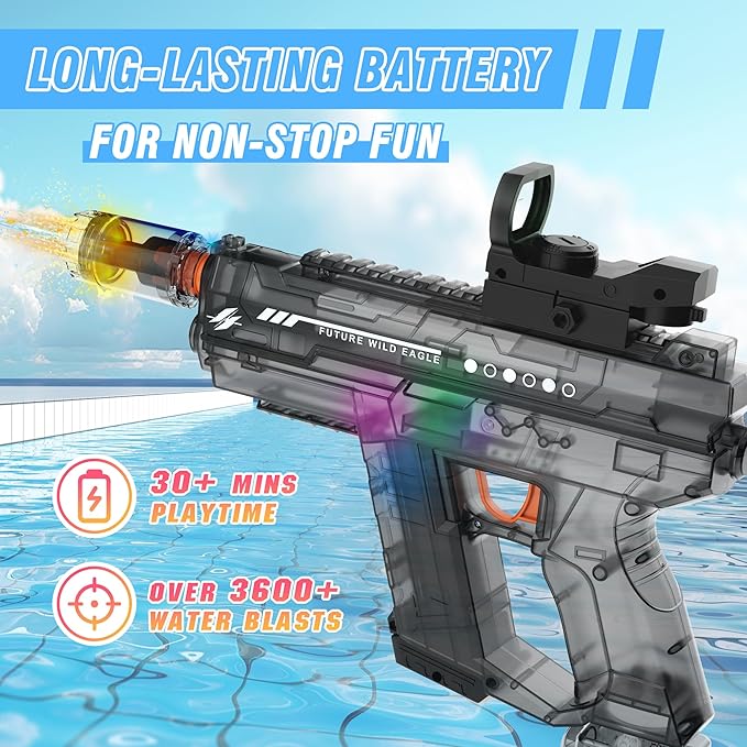 Electric Water Guns for Adults & Kids,Realistic Automatic Water Gun with 26-32 FT Long Range,800ml Large Water Tank,Splash-Resistant Design,Summer Outdoor Pool Beach Toy for Backyard Games(2 Pack)