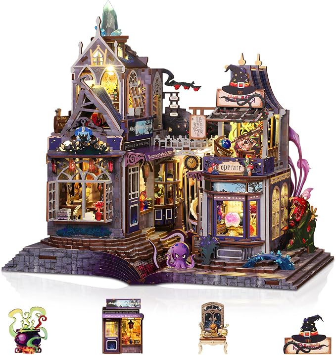 New DIY Magic Miniature House Kit, Enchanted Dollhouse Kit with LED Light, Mini House Building Kits for Adults to Build, Christmas Home Decorations Gifts for Friends