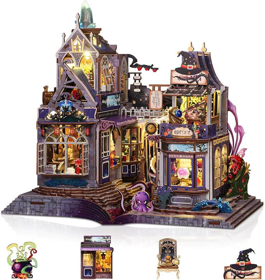 New DIY Magic Miniature House Kit, Enchanted Dollhouse Kit with LED Light, Mini House Building Kits for Adults to Build, Christmas Home Decorations Gifts for Friends