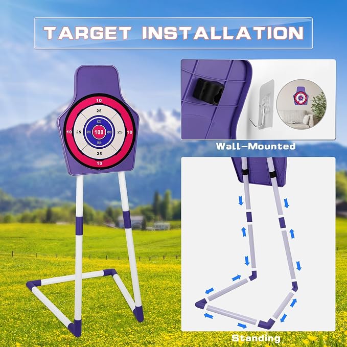 Bow and Arrow Set for Kids, 2 Pack LED Light Up Archery Set with 20 Suction Cup Arrows, Indoor and Outdoor Toy for Boys Girls Age 4-8 8-12 with Standing Target&2 Quivers, Birthday Gift 3-12 Years Old