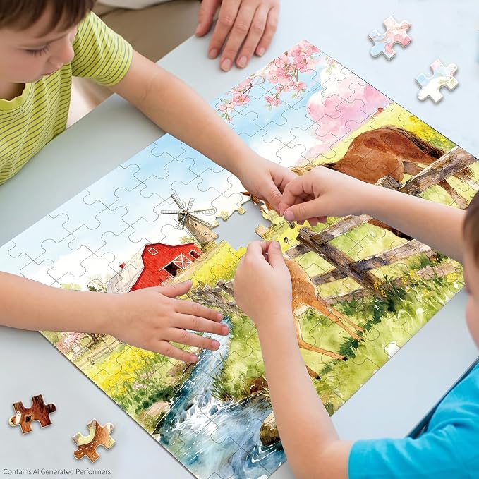 100 Pieces Puzzles for Kids Ages 4-8, Sika Deer Educational Kids 100 Piece Puzzle, Children Jigsaw Puzzles Kids Puzzles, Educational Learning Puzzle Toys for Girls and Boys