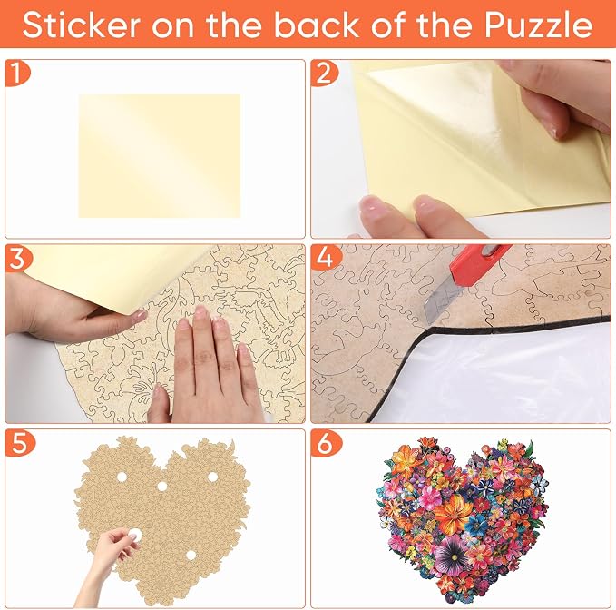 Mys Aurora Puzzles for Adults Heart Flower Wooden Puzzles, 500 Pieces Unique Shaped Jigsaw Puzzles for Adults, Fun Challenge Family Game 16.7'' x 16.2''