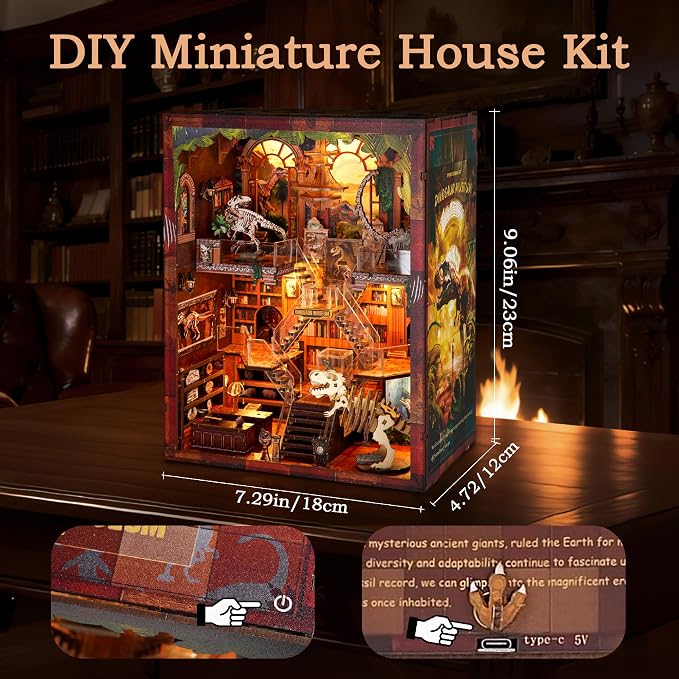 NookMaster Miniature Kit - DIY Miniature House Kit for Adults, Teens, Dollhouse Booknook Bookshelf Insert Decor with LED Light, 3D Wooden Puzzle Gifts for Family, Friends
