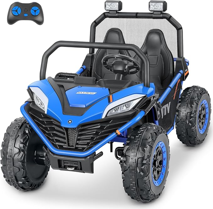 ELEMARA 24V Ride on Car for Kids, 2 Seater XL 20" Seat Ride on Toy, 10AH 4WD Battery Powered 4.5MPH Electric Car with Remote, 3 Speeds, Music Gift for Ages 3-8