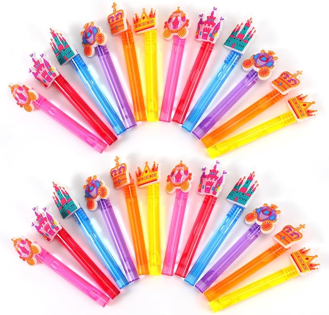 24PCS Princess Bubble Wands Toys for Kids, Princess Birthday Party Favors Supplies Decorations, Classroom Prizes, Pinata Fillers, Goodie Bag Stuffers Gifts