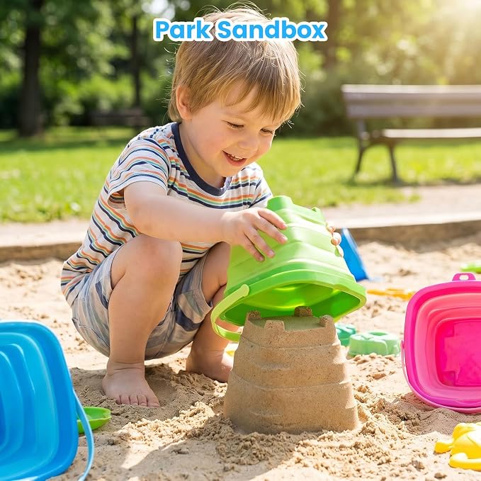 Shindel Collapsible Bucket for Kids, Foldable Pail Bucket for Beach Toys, Summer Toys, Camping Gear, Beach Party, Fishing, and Fun Summer Activities