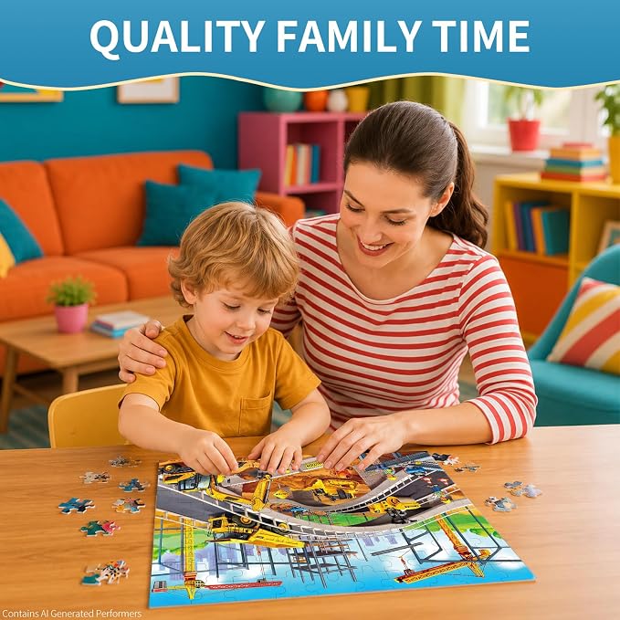 100 Pieces Puzzles for Kids Ages 4-8, Bulldozer Educational Kids 100 Piece Puzzle, Children Jigsaw Puzzles Kids Puzzles, Educational Learning Puzzle Toys for Girls and Boys