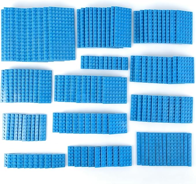 MALEKO Blue Classic Base Plates Multipack, 135 Pieces 13 Sizes Small Baseplates for Building Bricks, Flat Boards Compatible with Major Brands Blocks