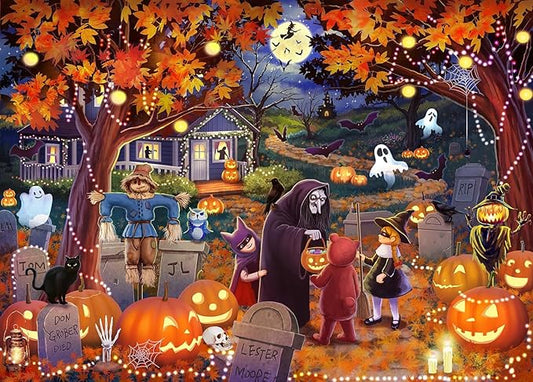 Jigsaw Puzzles for Adults 1000 Pieces, Horror Night Interlock Perfectly Letter on Back No Dust, Home Decor Birthday Party Toy for Men Women Elders Seniors (27.5"x19.6"), 1:1 Poster