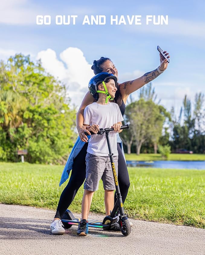 FanttikRide C9 Pro Kids Electric Scooter Ages 8-12, Colorful Rainbow Lights, E-Scooter for Kids 3.9-5.2 ft, 132 lbs, 5 Miles Range, Up to 40 min Ride Time, 5/8/10 MPH, 3 Adjustable Heights