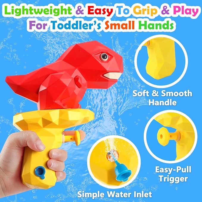 Dinosaur Water Guns for Kids 5PCS Dino Squirt Guns Outdoor Water Pool Toys for Toddlers 2-4 3-5 Summer Beach Bath Toys 1-3 Mini Small Blaster Squirter for Kids Age 2 3 4 5 6 Year Old Boys Girls Gifts