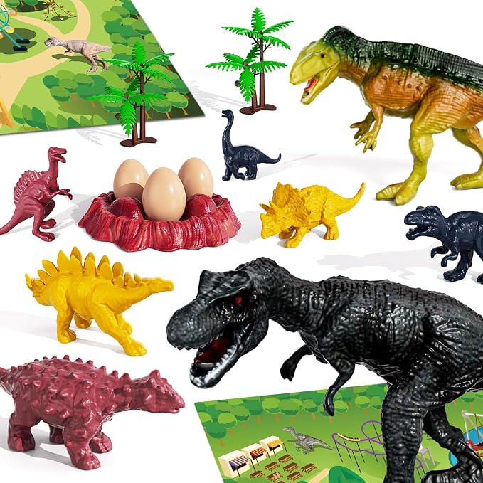 Dinosaur Toys for Kids 3-5, Dinosaur Transport Truck Car Set with 8 Dinosaur Figures & Play Mat, Gift for 2 3 4 5 6 7 Year Old Toddler Boys