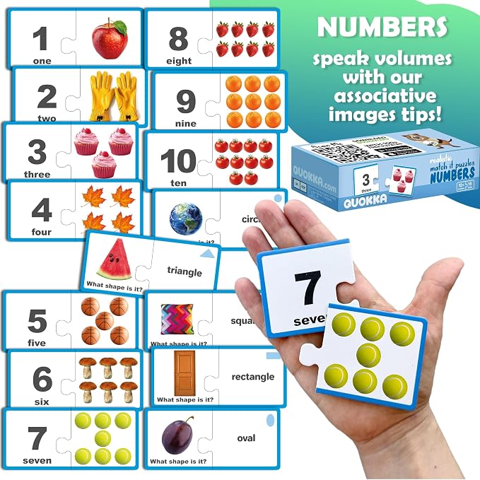 QUOKKA 5X MEGASET Realistic Puzzles for Toddlers 3-5 - Matching Games for Kids Ages 2-4 - Numbers Animals Opposites ABC Learning for Toddlers 1-3 Year Old - Educational Toy for Boy and Girl