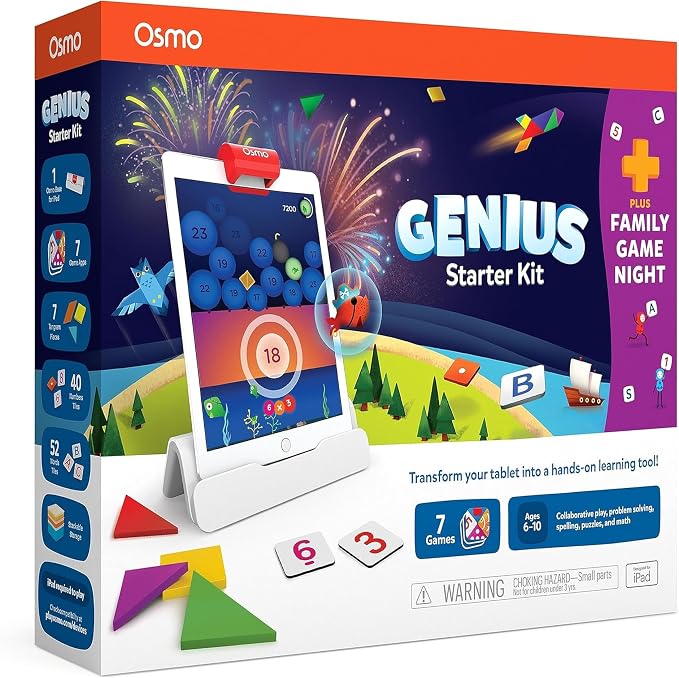 Osmo Genius Starter Kit for Kids Ages 6–10 | 7 Educational Learning Games | iPad Compatible | Educational STEM Learning System | Base Included (7 Games iPad)