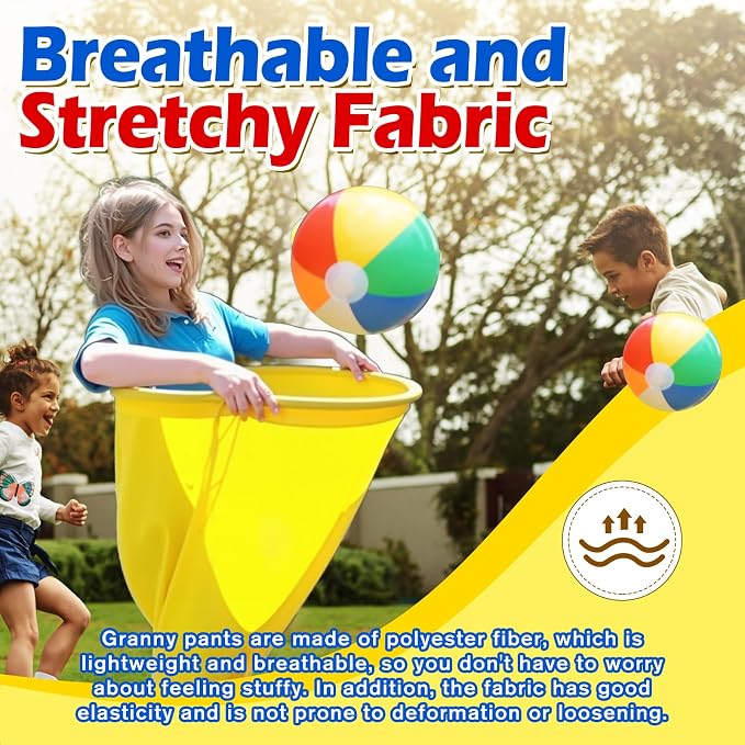 Granny Pants Yard Game, Giant Outdoor Tossing Game with Metal Ring & 8 Bouncy Balls + Air Pump, Easter Spring Funny Party Game for Family Backyard Team Building Field Day Adult Reunion(Yellow)